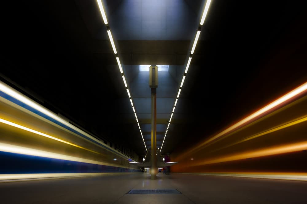 Speeding Subway Lights by Andy Dauer — canvas wall art