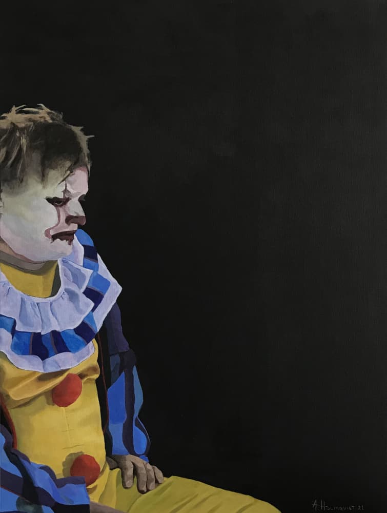 Melancholy Clown Portrait by Borgenhag Holmqvist — canvas wall art
