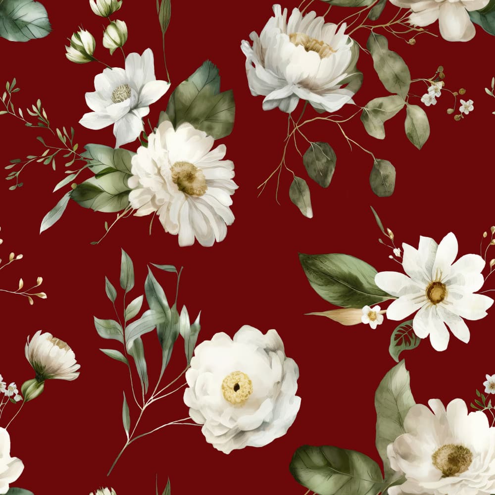 Elegant White Floral Pattern by Bilge Paksoylu — canvas wall art