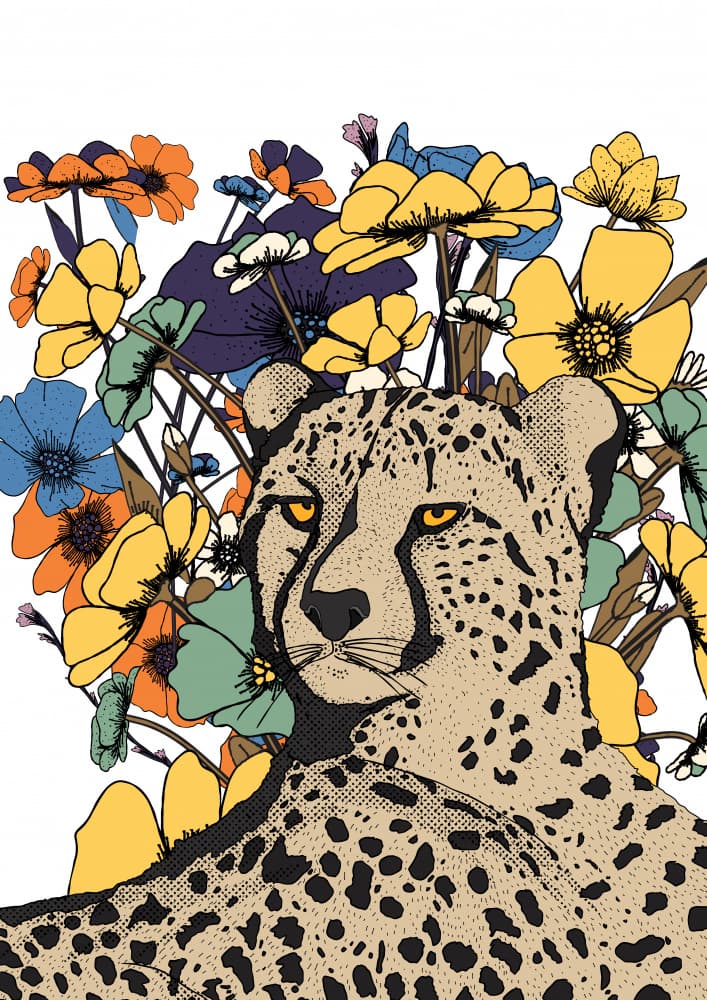 Vibrant Floral Cheetah by Nicholas — canvas wall art