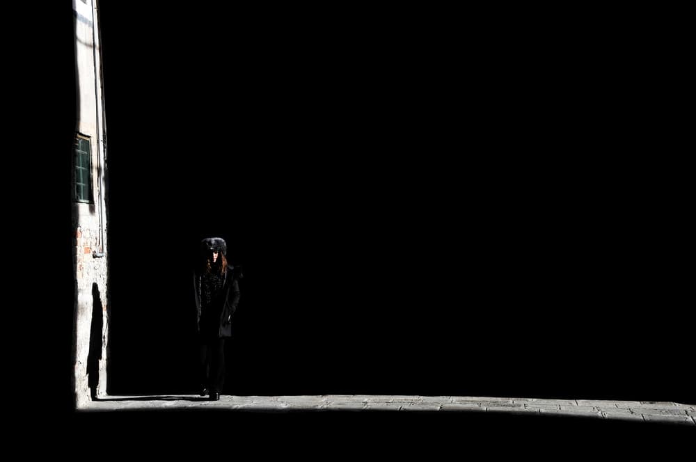 Solitary Figure Alley Light by Antonio Grambone — canvas wall art