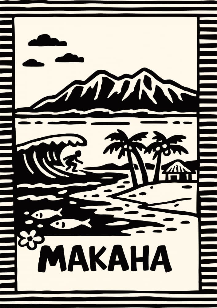 Makaha Surfing Hawaii by Patryk Krygowski — canvas wall art
