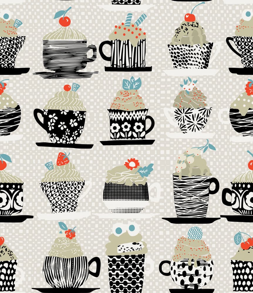 Sweet Cafe Mugs by Annick — canvas wall art