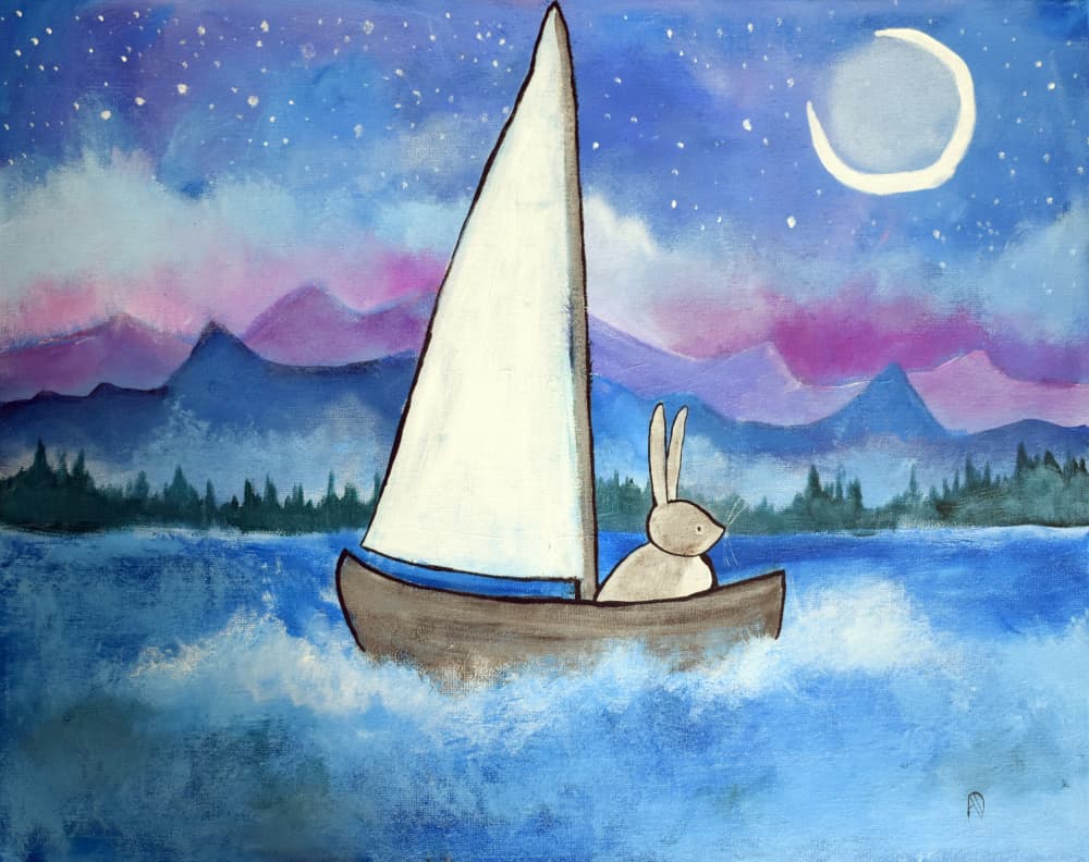 Sailboatbunny by Andrea Doss — canvas wall art