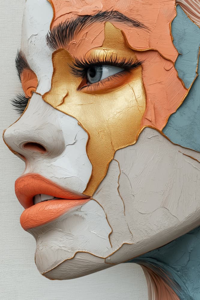 Sculpted Golden Eye Portrait by Mauro — canvas wall art