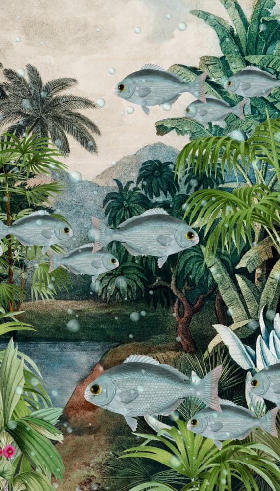 Dreamy Jungle Fish by Marja van den Hurk — canvas wall art