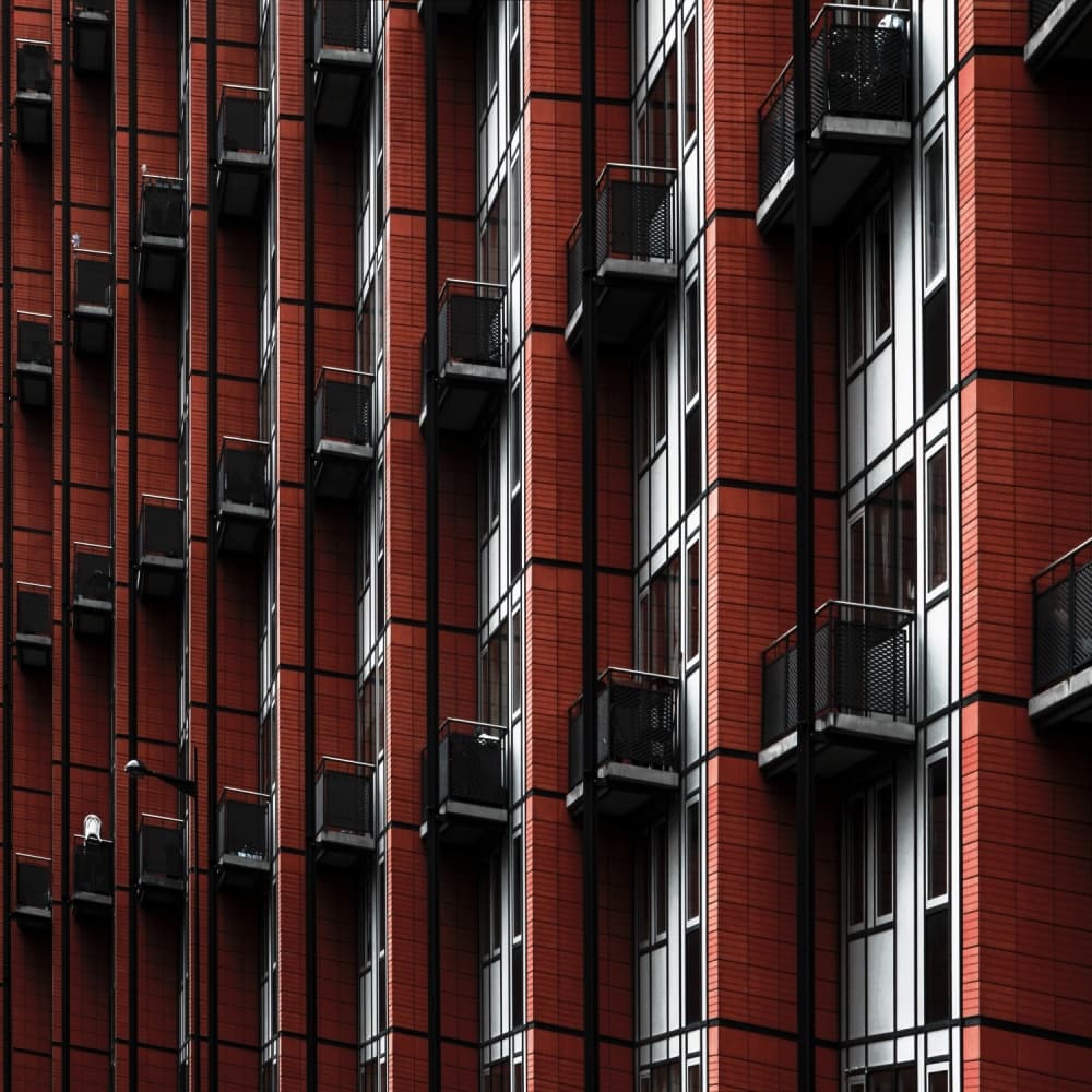 Red Brick Urban Facade by Gilbert Claes — canvas wall art