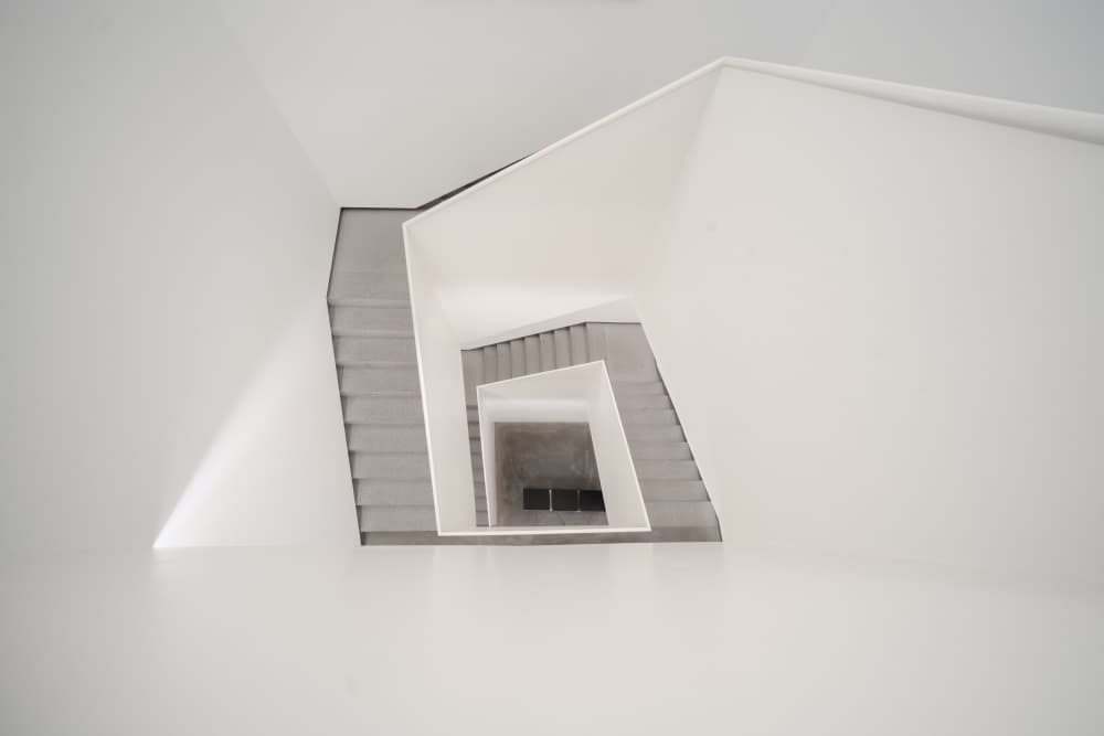 Geometric White Staircase by Rafael L. Bardají — canvas wall art