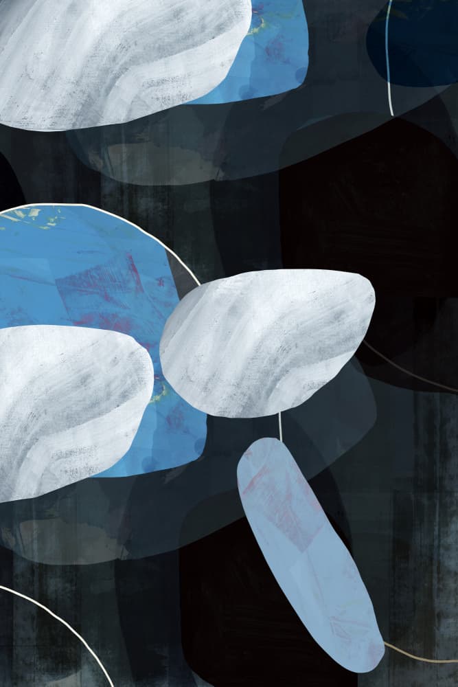 Deep Blue Floating Shapes by cartissi — canvas wall art
