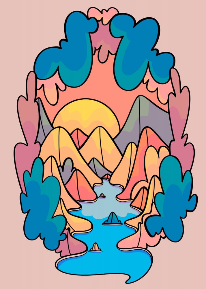 Colorful Mountain Sunset by Stephen Wade — canvas wall art