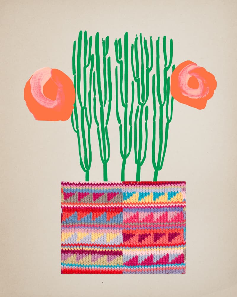 Colorful Cactus Pot by Diana Jahns — canvas wall art