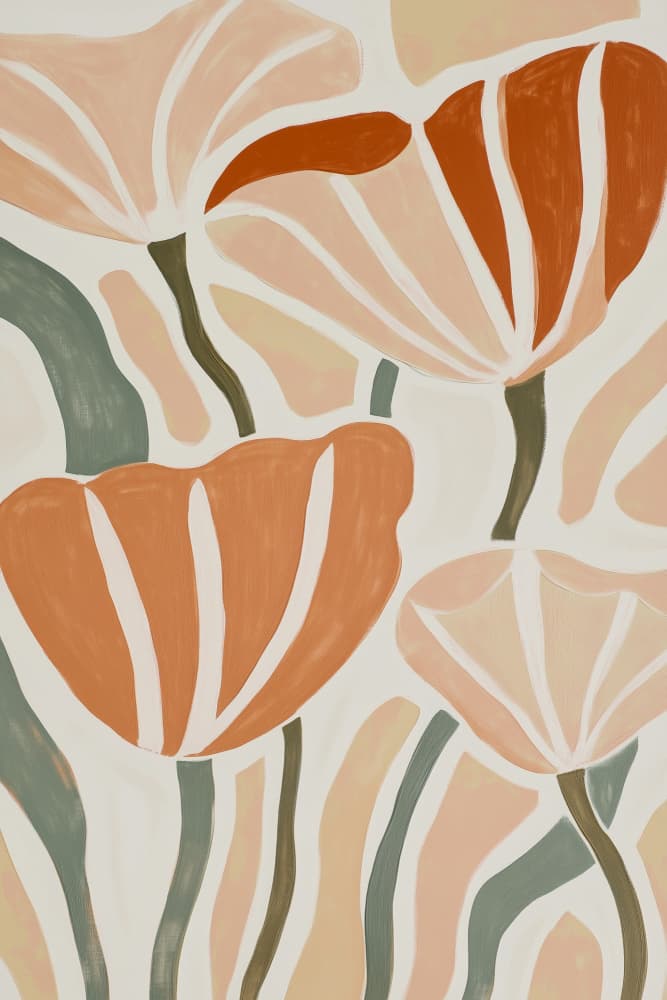 Earthy Floral Blooms by Melloi Art Prints — canvas wall art