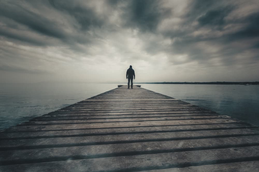 Lone Figure Moody Sky by Andrea Fraccaroli — canvas wall art