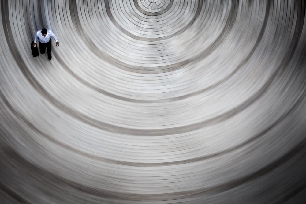 Man on Circular Path by Tomer Eliash — canvas wall art