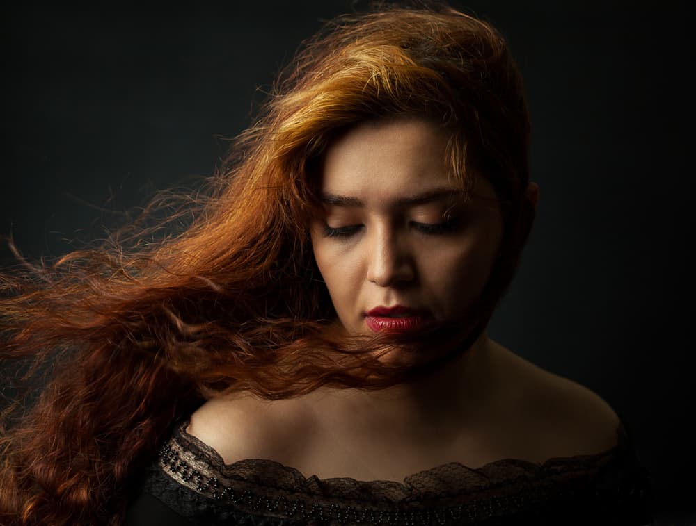 Contemplative Red Hair by Mehdi Mokhtari — canvas wall art