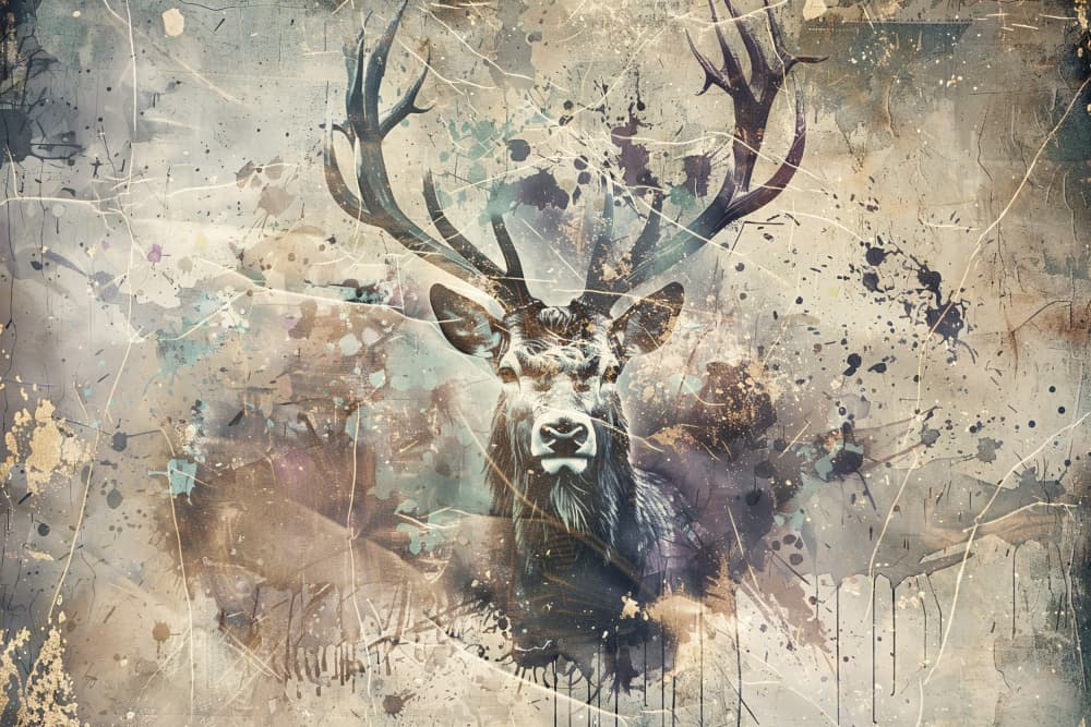 Majestic Splatter Stag by Rafal Kulik — canvas wall art