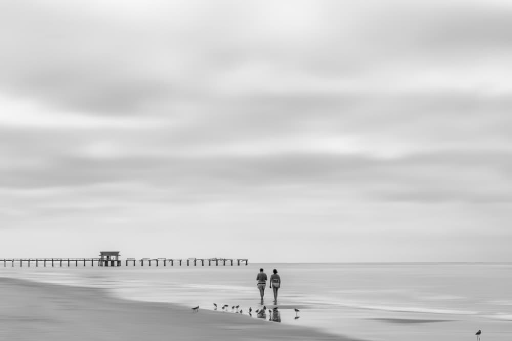 Couple On Serene Beach by Cindy Liu — canvas wall art