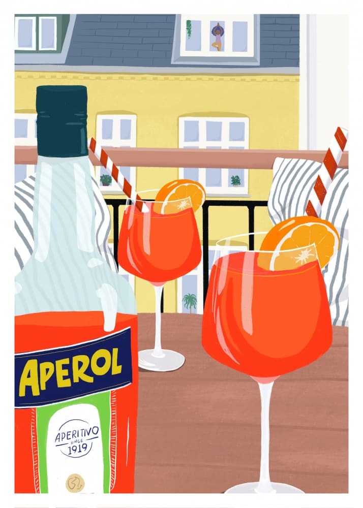 Vibrant Aperitivo Balcony by ByKammille — canvas wall art