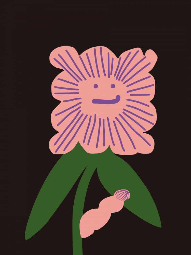 Cheerful Flower Face by Little Dean — canvas wall art