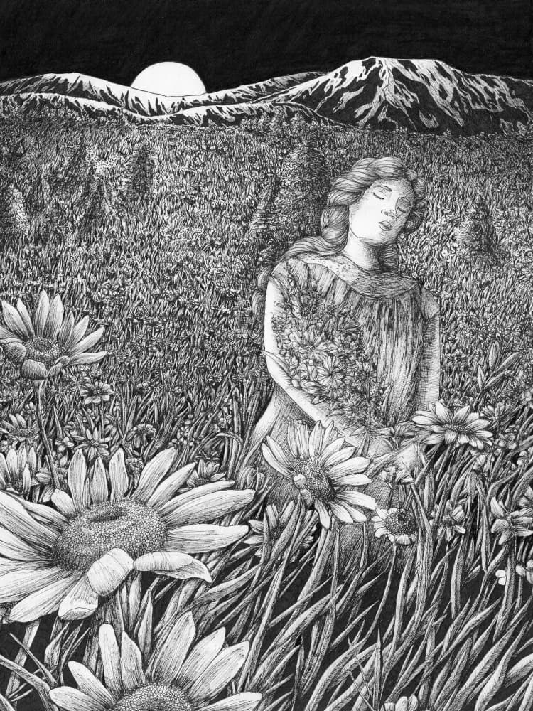 The Sun Rises and I Gather Blooms by EC Mazur — canvas wall art