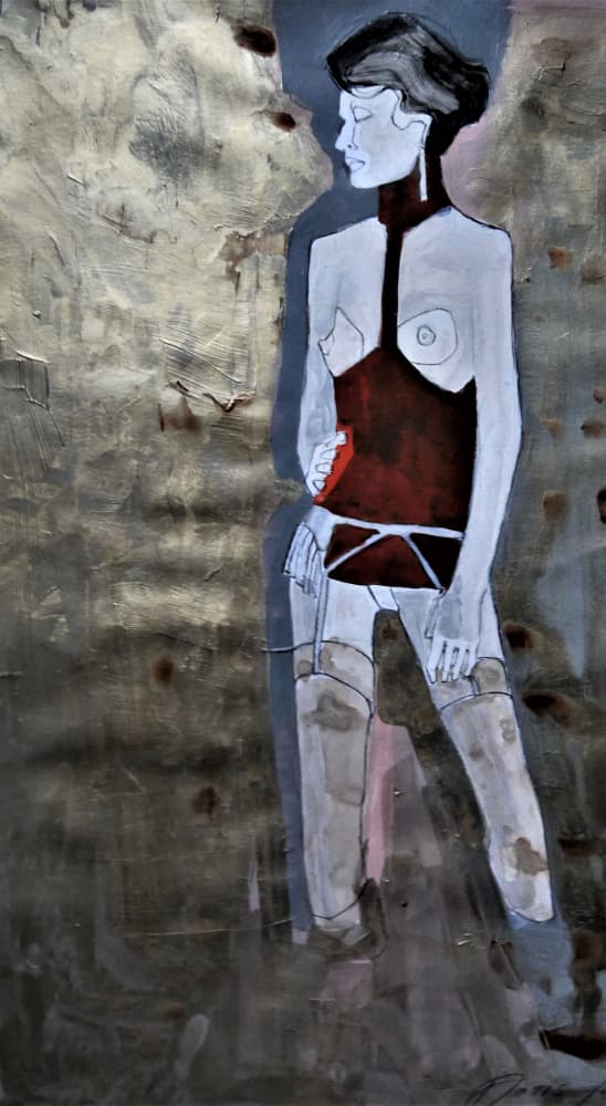 Red Corset Figure by Doris Schmitz — canvas wall art