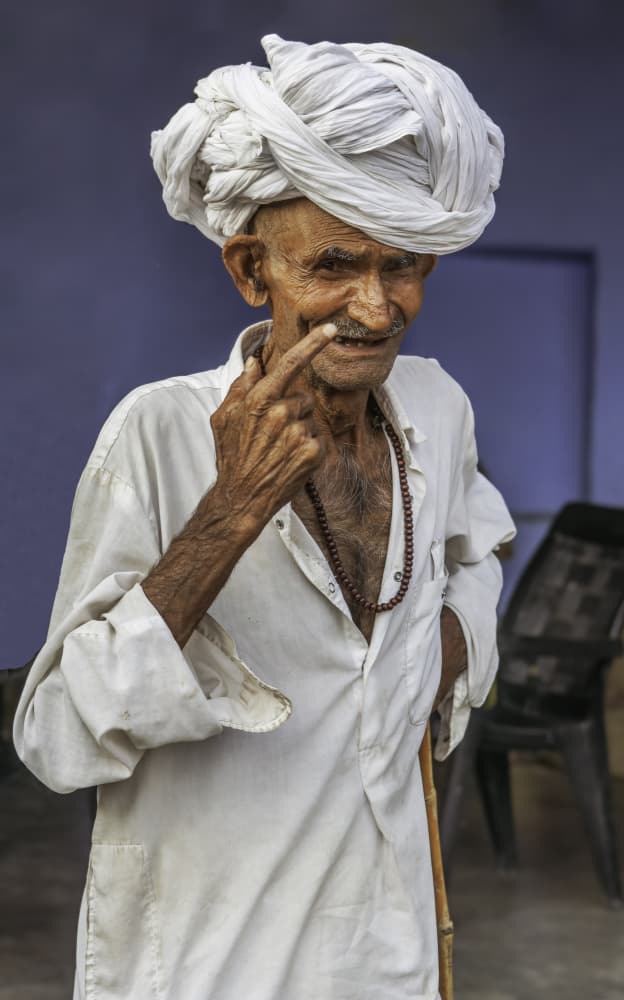 Smiling Indian Elder by Susan Moss — canvas wall art