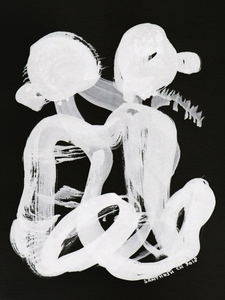 White Abstract Movement by Santhosh ch — canvas wall art