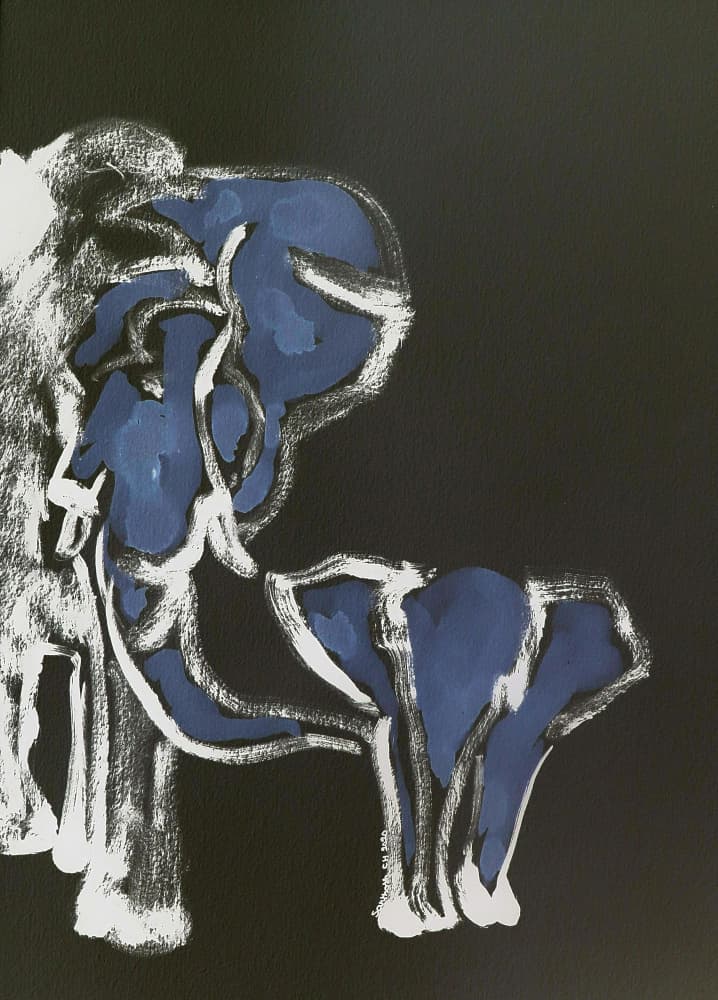 Blue Elephant Family by Santhosh ch — canvas wall art
