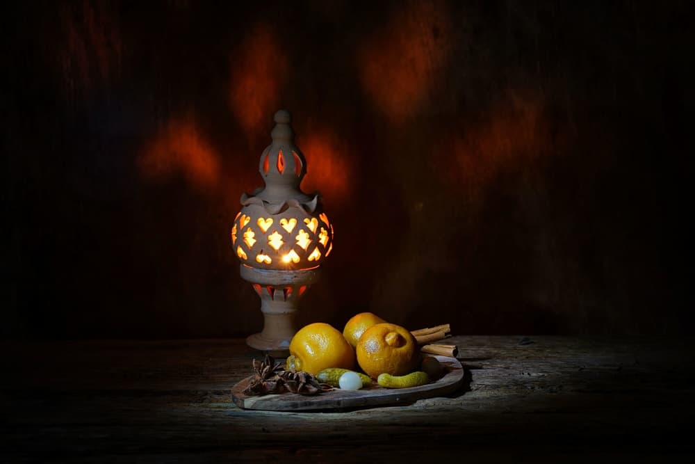Glowing Lantern Still Life by Saskia Dingemans — canvas wall art