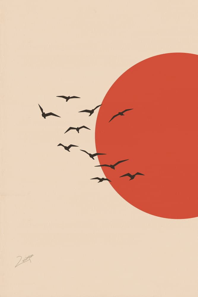 Red Sun Flight by zarish chaudhry — canvas wall art