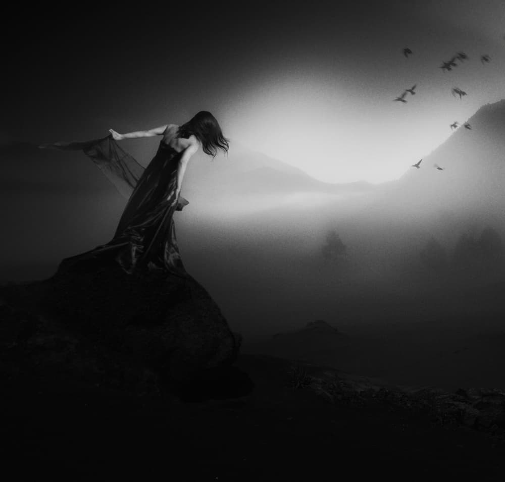 Solitary Woman Misty View by Hari Sulistiawan — canvas wall art