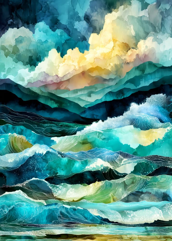 Abstract Mountain Waves by Justyna Jaszke — canvas wall art