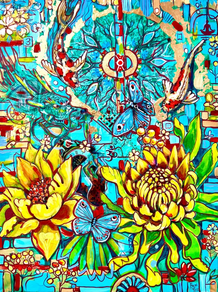 Koi Butterfly Bloom by Anda Bieza — canvas wall art