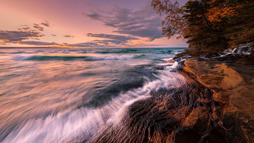 Twilight Waves Autumn Shore by John J. Chen — canvas wall art