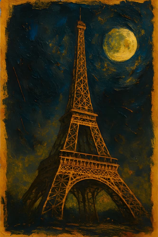 Eiffel Tower Moonlit Night by HUGO — canvas wall art