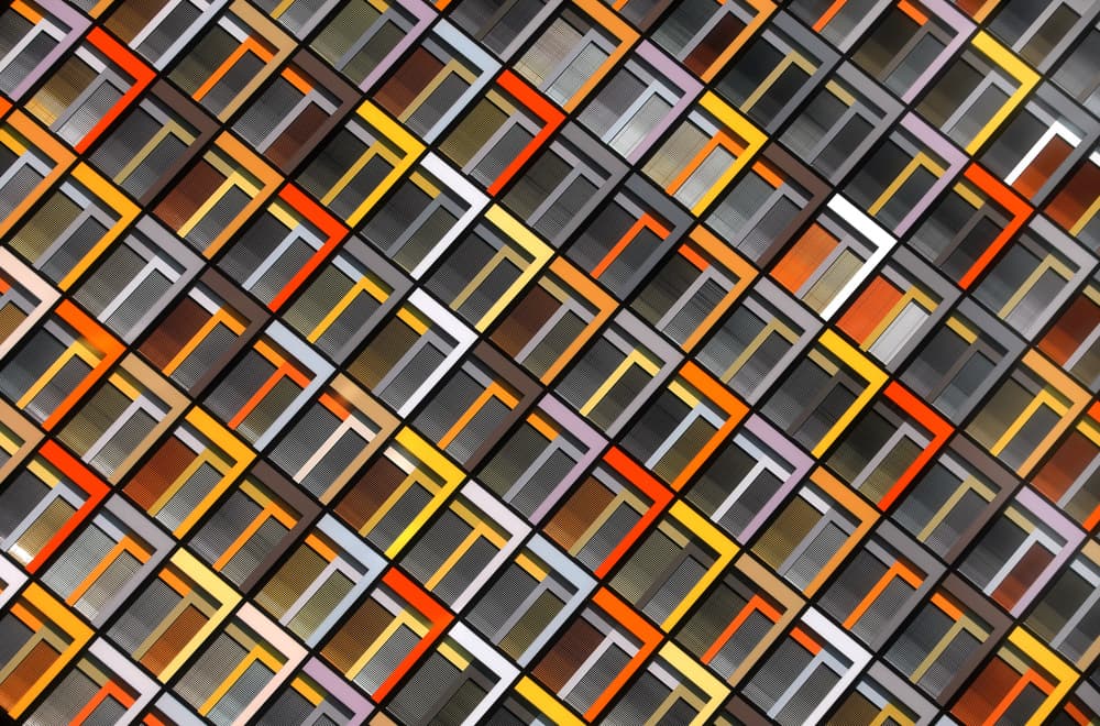 Vibrant Urban Geometry by Hans-Wolfgang Hawerkamp — canvas wall art