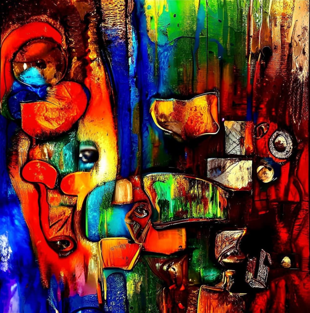 Vibrant Abstract Face by mnemonixART — canvas wall art