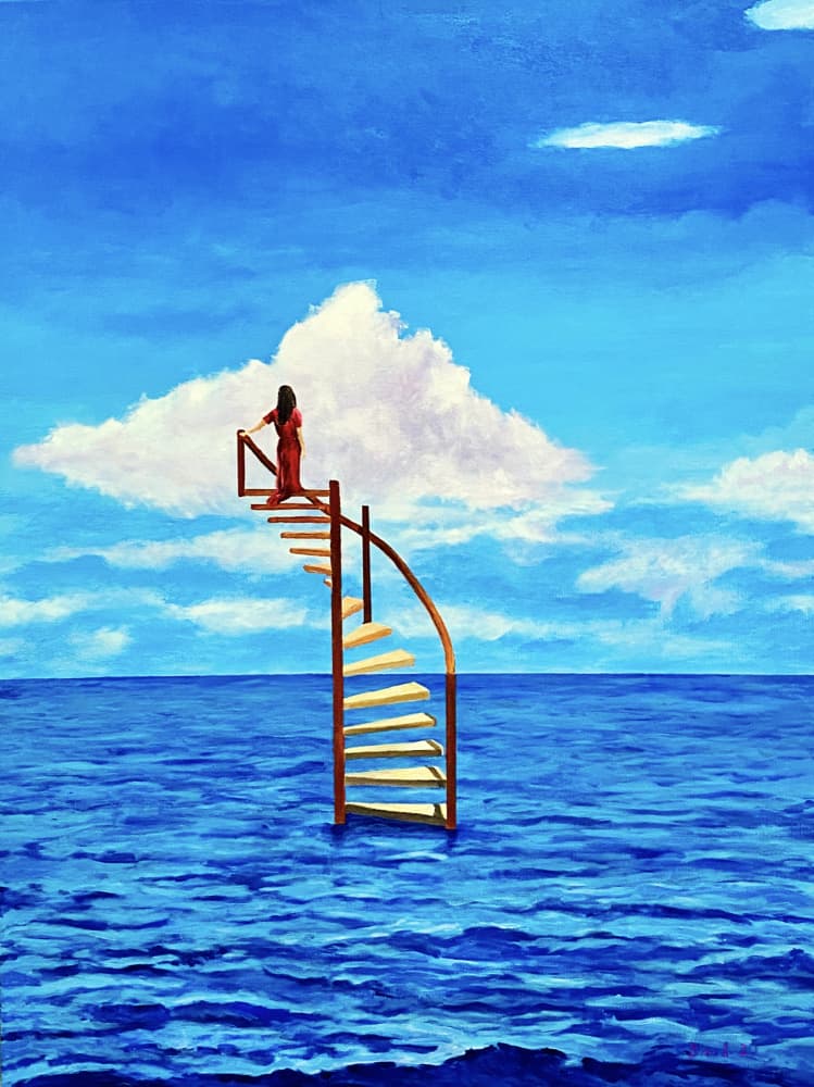 Stairway To Cloud by Tom Blood — canvas wall art