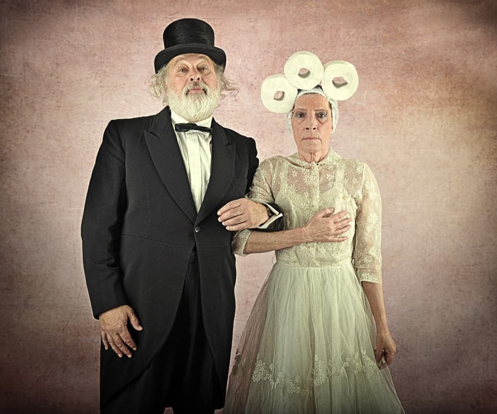 Toilet Paper Wedding Couple by Monika Vanhercke — canvas wall art