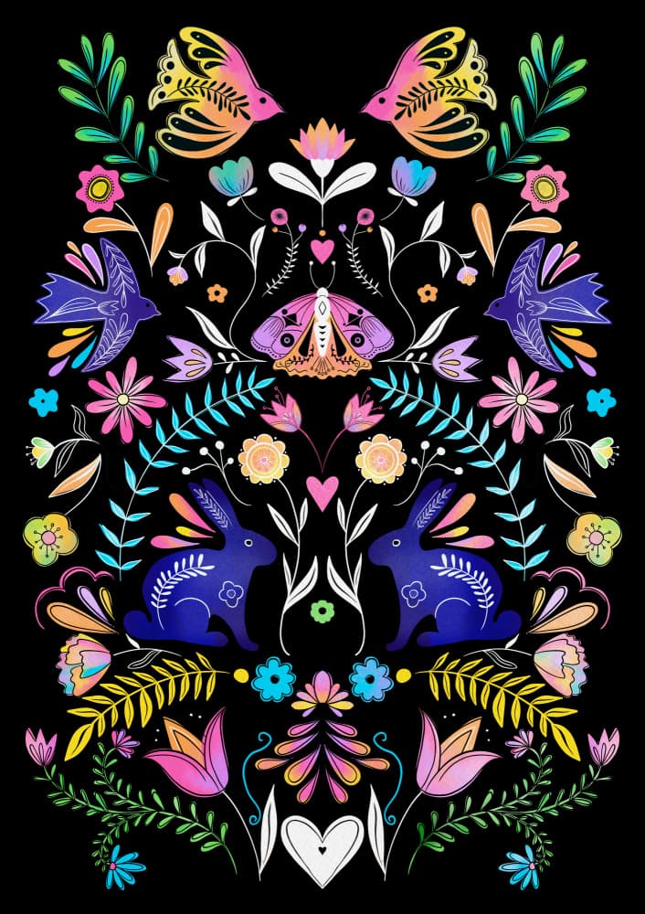 Colorful Folk Garden by Baroo Bloom — canvas wall art