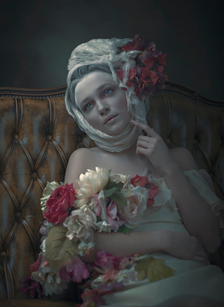 Ethereal Floral Portrait by Ewa Cwikla — canvas wall art