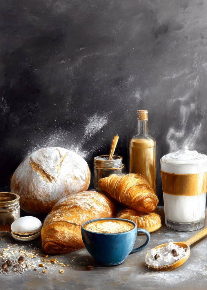 Bakery Beverages 2 food art by Justyna Jaszke — canvas wall art