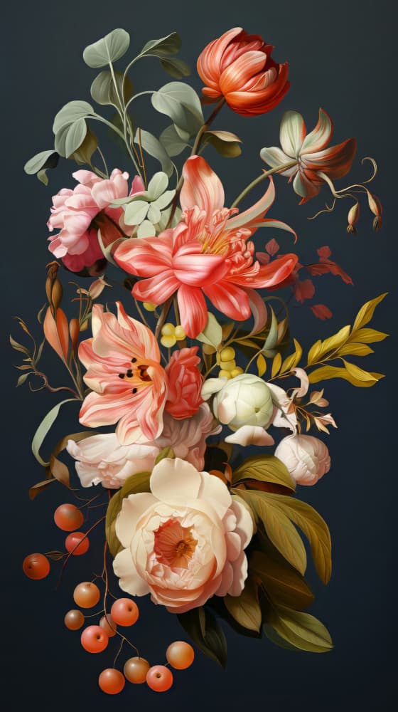 Lush Floral Still Life by Bilge Paksoylu — canvas wall art