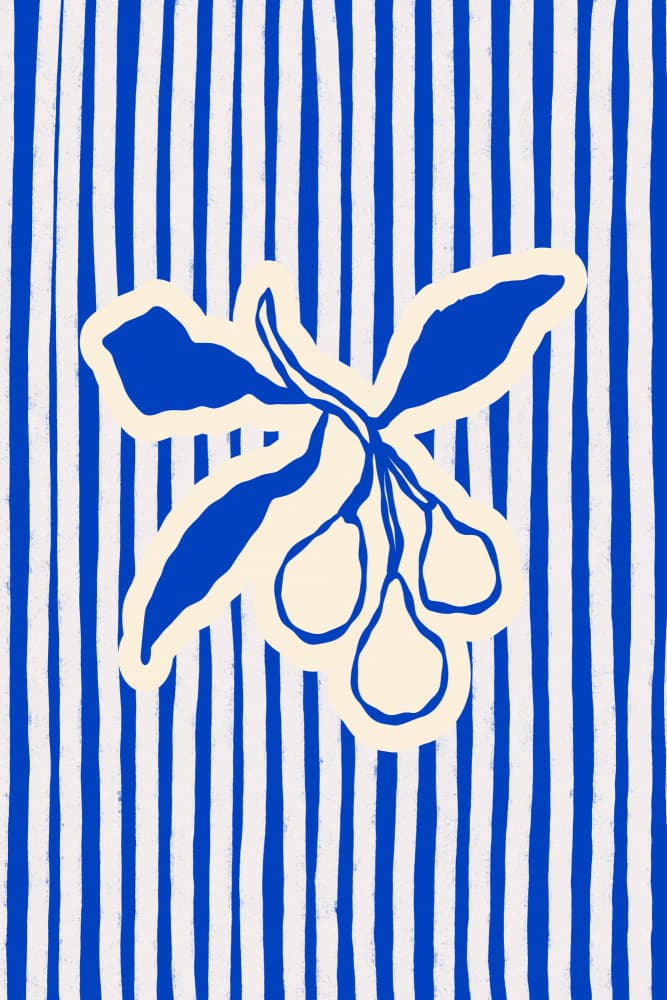 Blue Striped Fruit Branch by Treechild — canvas wall art