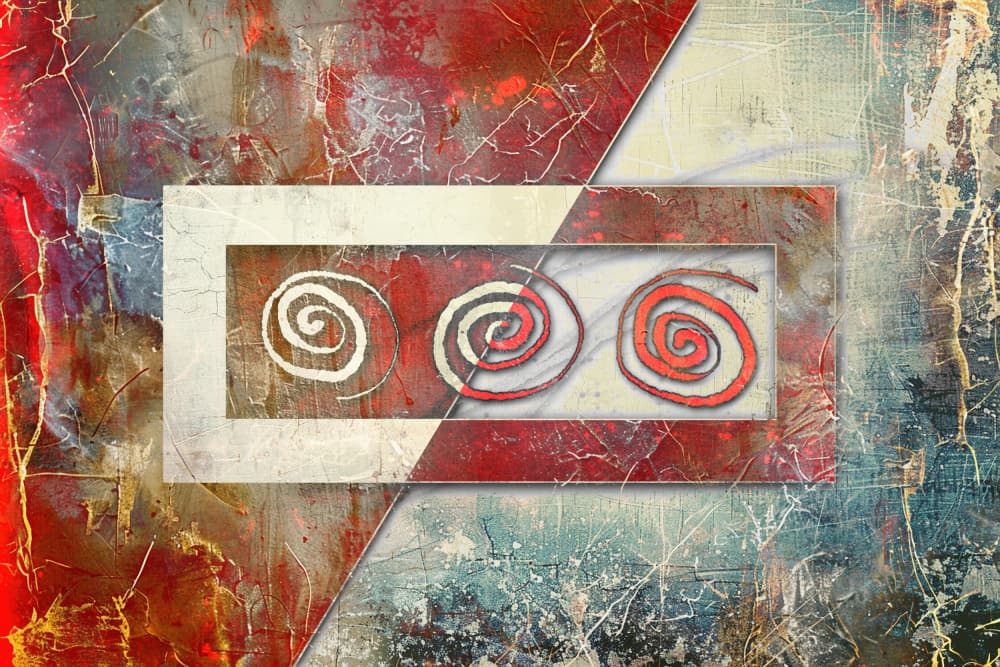 Dynamic Red Abstract Spirals by Rafal Kulik — canvas wall art