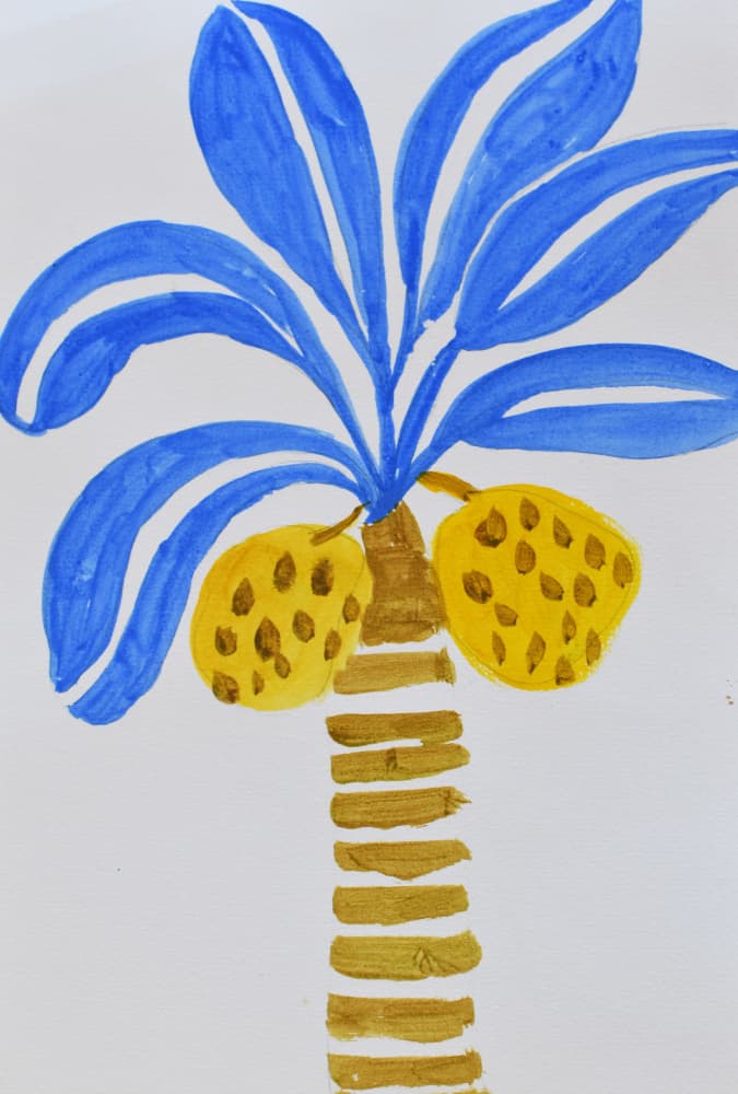 Tropical Blue Palm by Iria Fernandez — canvas wall art