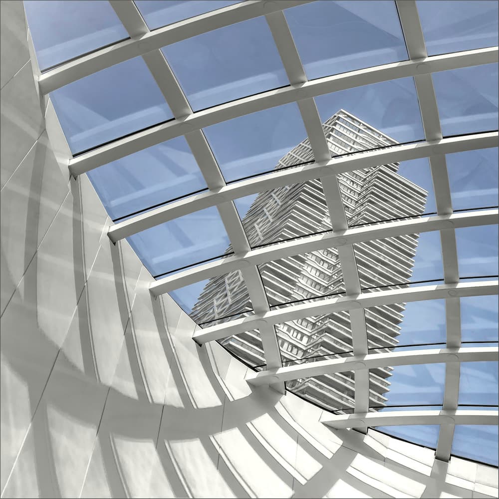 Geometric City Reflections by Gilbert Claes — canvas wall art