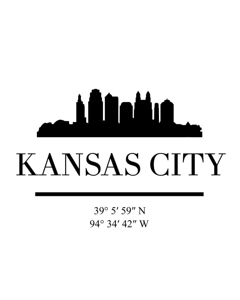 Kansas City Skyline Coordinates by Emiliano Deificus — canvas wall art