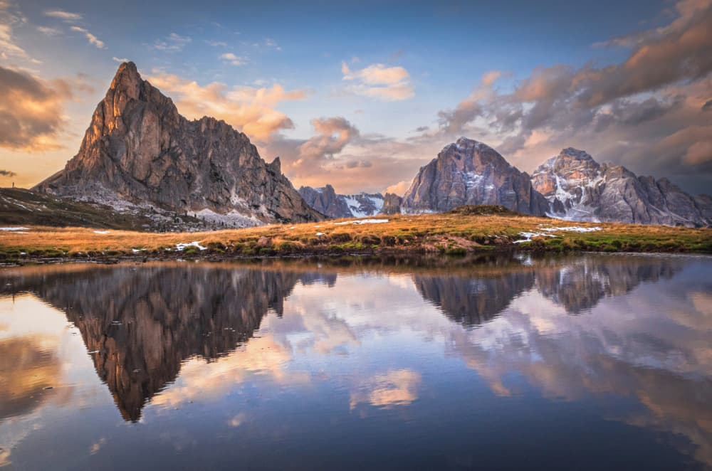 Golden Mountain Reflection by Gianpaolo Meriana — canvas wall art