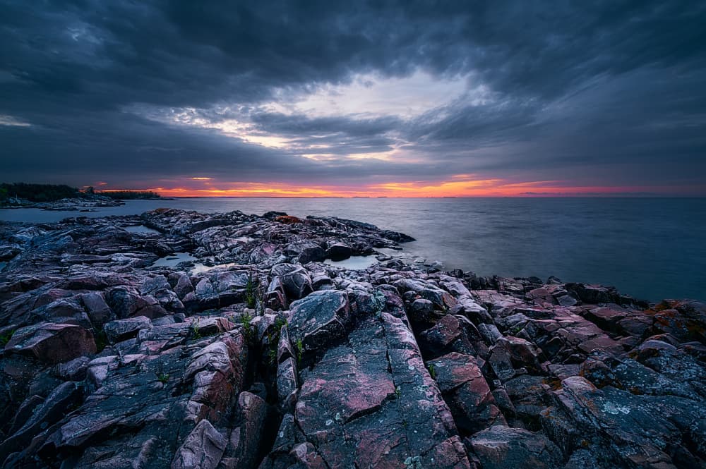 Dramatic Coastal Sunset by Ben.C.L — canvas wall art
